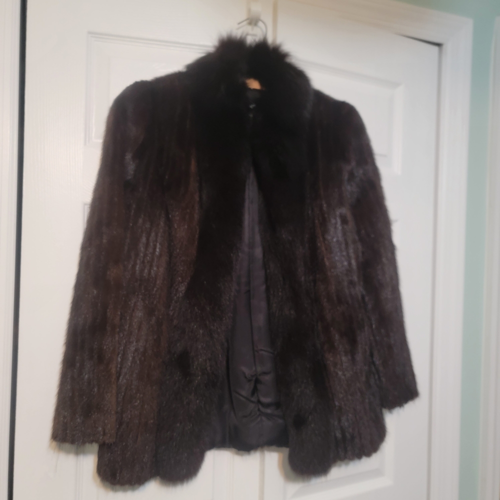 Vintage Elegant Black Mink Sport Length Jacket